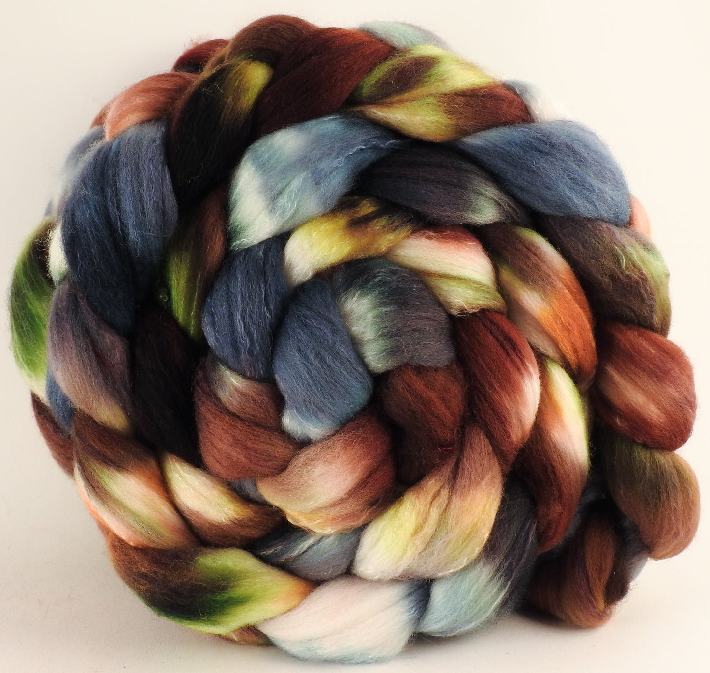 Hand dyed top for spinning -The Walrus - (5.7 oz) Organic Polwarth / Tussah silk (80/20) - Inglenook Fibers