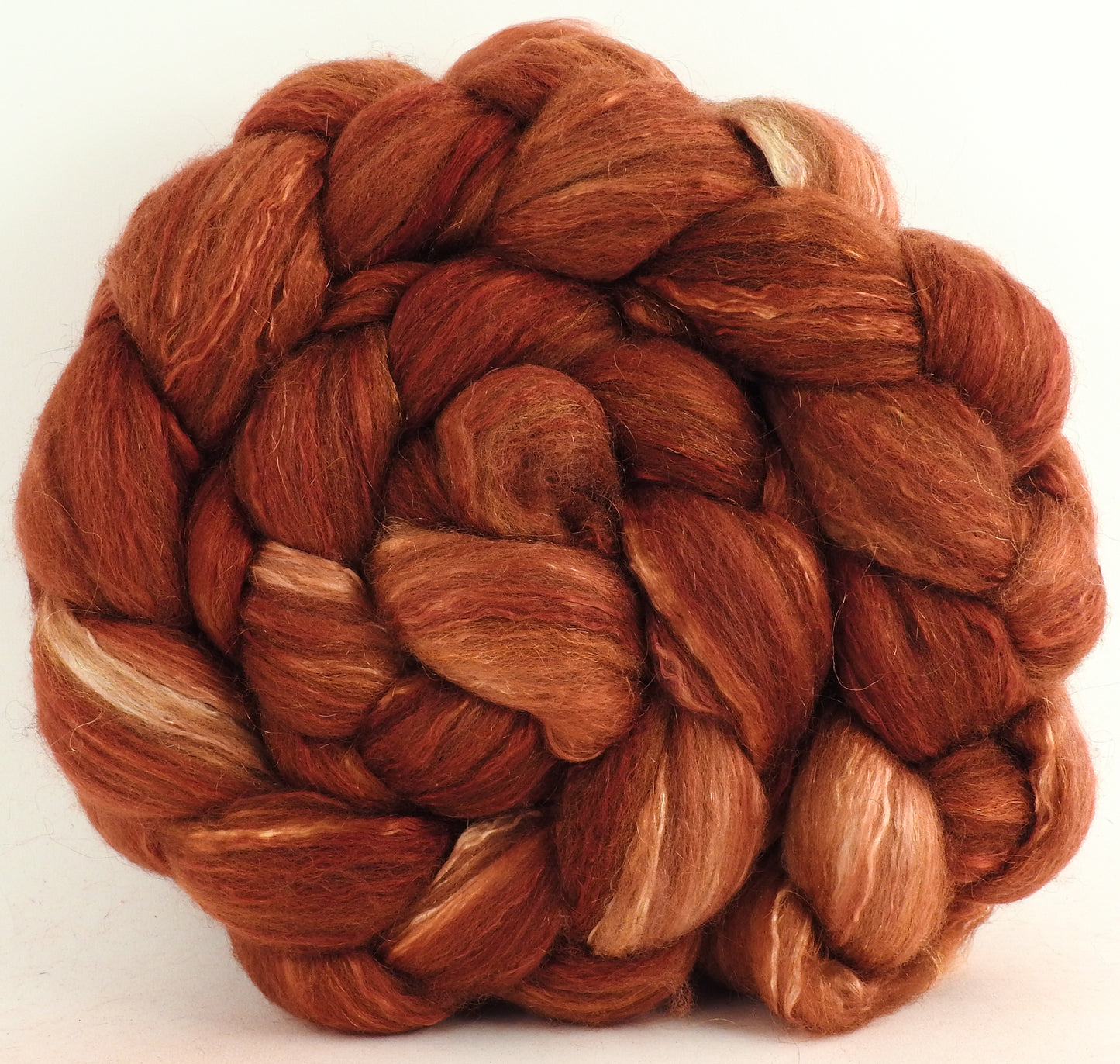 Russet (5.5 oz) - Batt in a Braid #7 - Polwarth/ Manx / Mulberry silk/ Firestar (30/30/30/10)