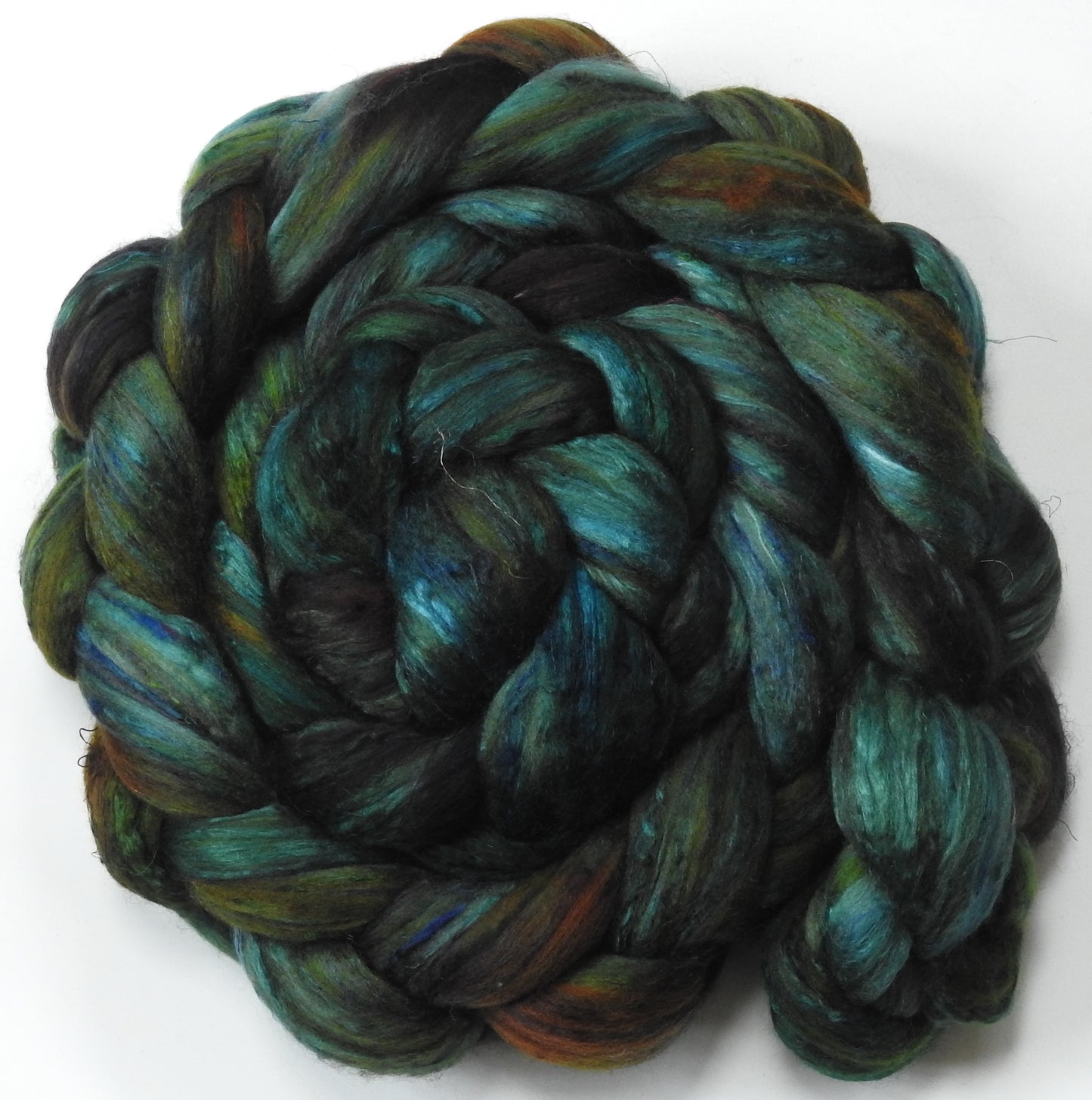 Entish - Batt in a Braid #39ish - Falkland Merino/ Mulberry Silk / Sari Silk (60/25/15)
