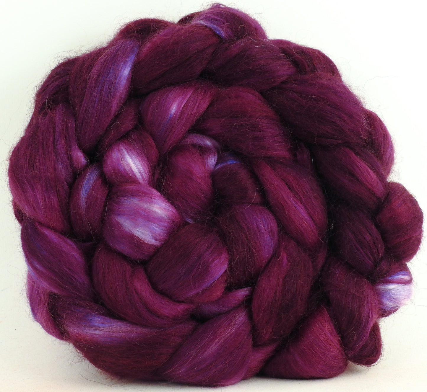 Boysenberry (5.4 oz)-Hand-dyed wensleydale/ mulberry silk roving (65/35)