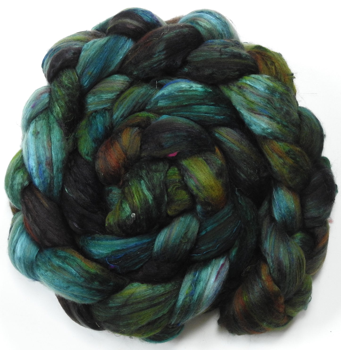 Entish - Batt in a Braid #39ish - Falkland Merino/ Mulberry Silk / Sari Silk (60/25/15)