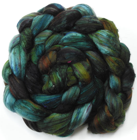 Entish - Batt in a Braid #39ish  - Falkland Merino/ Mulberry Silk / Sari Silk (60/25/15)