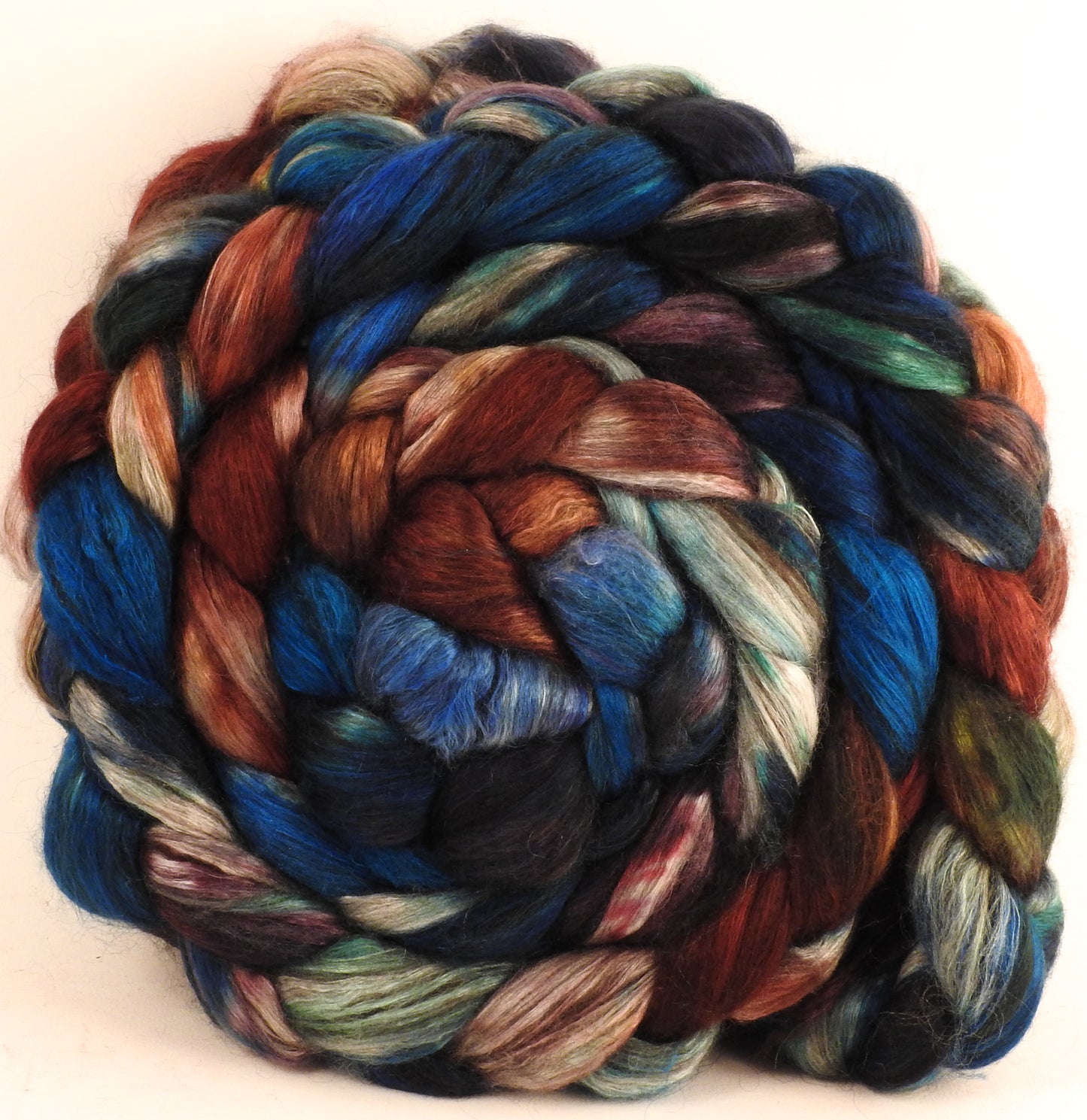 Hand dyed yak/ mulberry silk top - Labradorite (4.2 oz.) - YAK /silk ( 50/50) - Inglenook Fibers