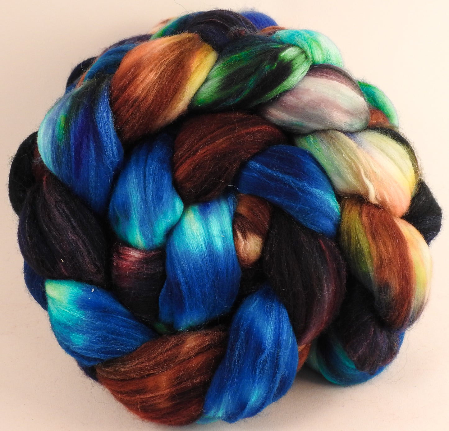 Batt in a Braid #35 - Labradorite (5.7 oz.) - Sw Merino (18.5 mic) /Merino (18.5 mic) / Tussah Silk (40/40/20) - Inglenook Fibers