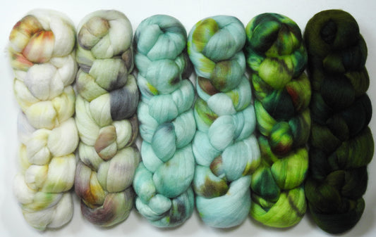 Snowdrop -Gradient Braid Set - (8.4 oz.) Batt in a Braid #56- Superfine Merino/Tussah Silk/ CASHMERE (60/25/15)