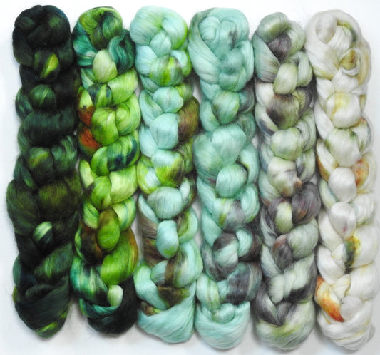 Snowdrop -Gradient Braid Set - (8.4 oz.) Batt in a Braid #52- Wensleydale/ Mulberry silk/ Polwarth (60/25/15)