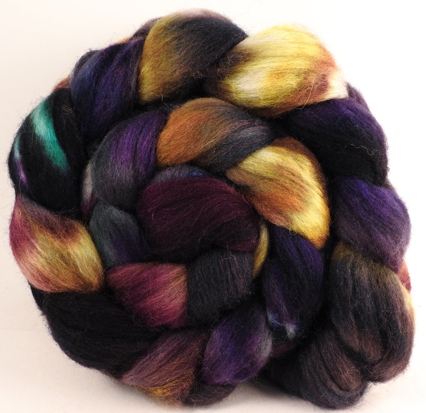 Batt in a Braid #27 - Nuummite -( 5.2 oz. ) Lt. Grey Shetland/ Falkland Merino / tussah silk (50/25/25) - Inglenook Fibers