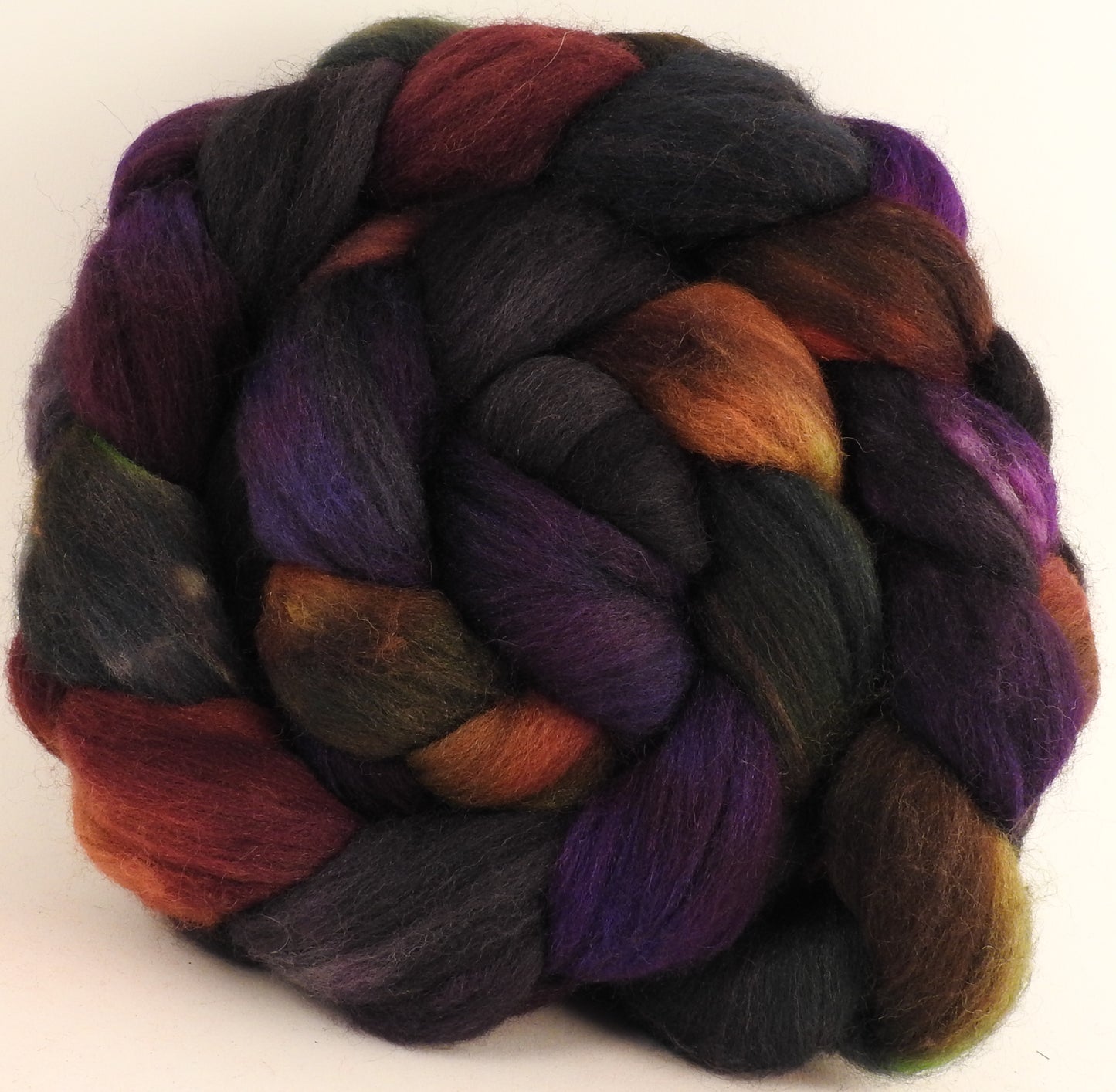 Batt in a Braid #27 - Nuummite -( 5.2 oz. ) Lt. Grey Shetland/ Falkland Merino / tussah silk (50/25/25) - Inglenook Fibers