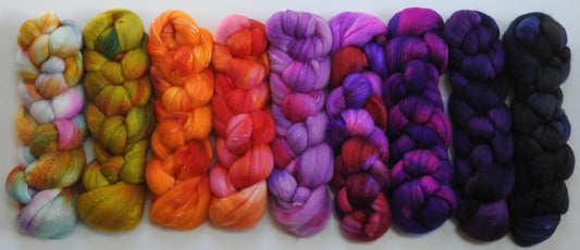 Afterglow -(12.8 oz)  Gradient Braid Set - Organic Polwarth/ Mulberry Silk (80/20)