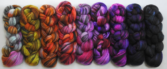 Afterglow - Gradient Braid Set - (12.5 oz.) Batt in a Braid #30- Charollais/ Rambouillet / Black tussah /Mulberry silk (40/40/10/10)