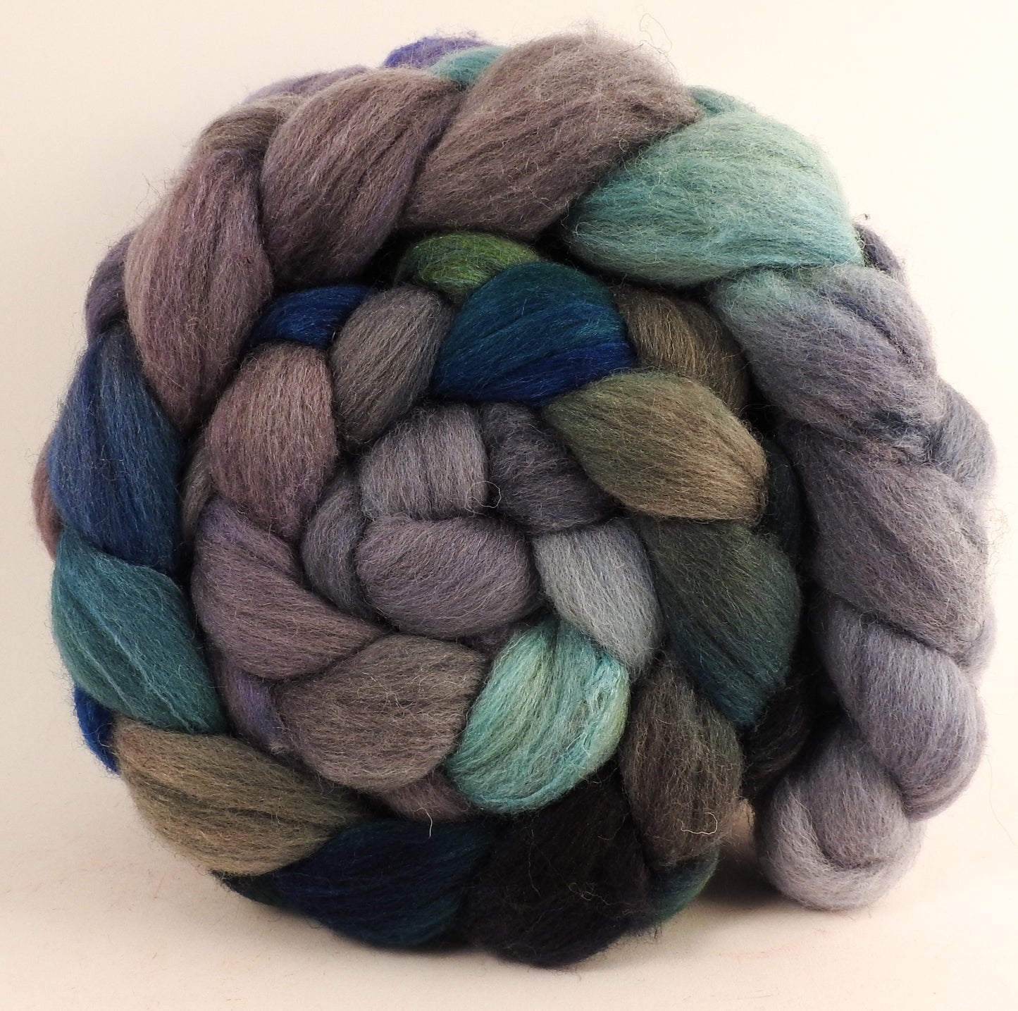 Batt in a Braid #27 - Tempest - Lt. Grey Shetland/ Falkland Merino / tussah silk (50/25/25) - Inglenook Fibers