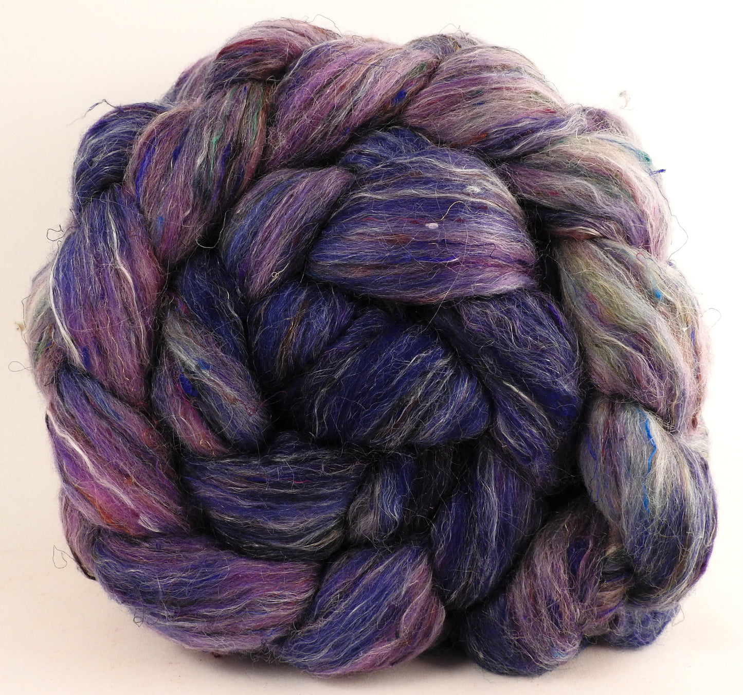 Batt in a Braid #46 - Reverie - (6 oz) - Rambouillet/ Corriedale / Ramie/Sari Silk (25/25/25/25) - Inglenook Fibers