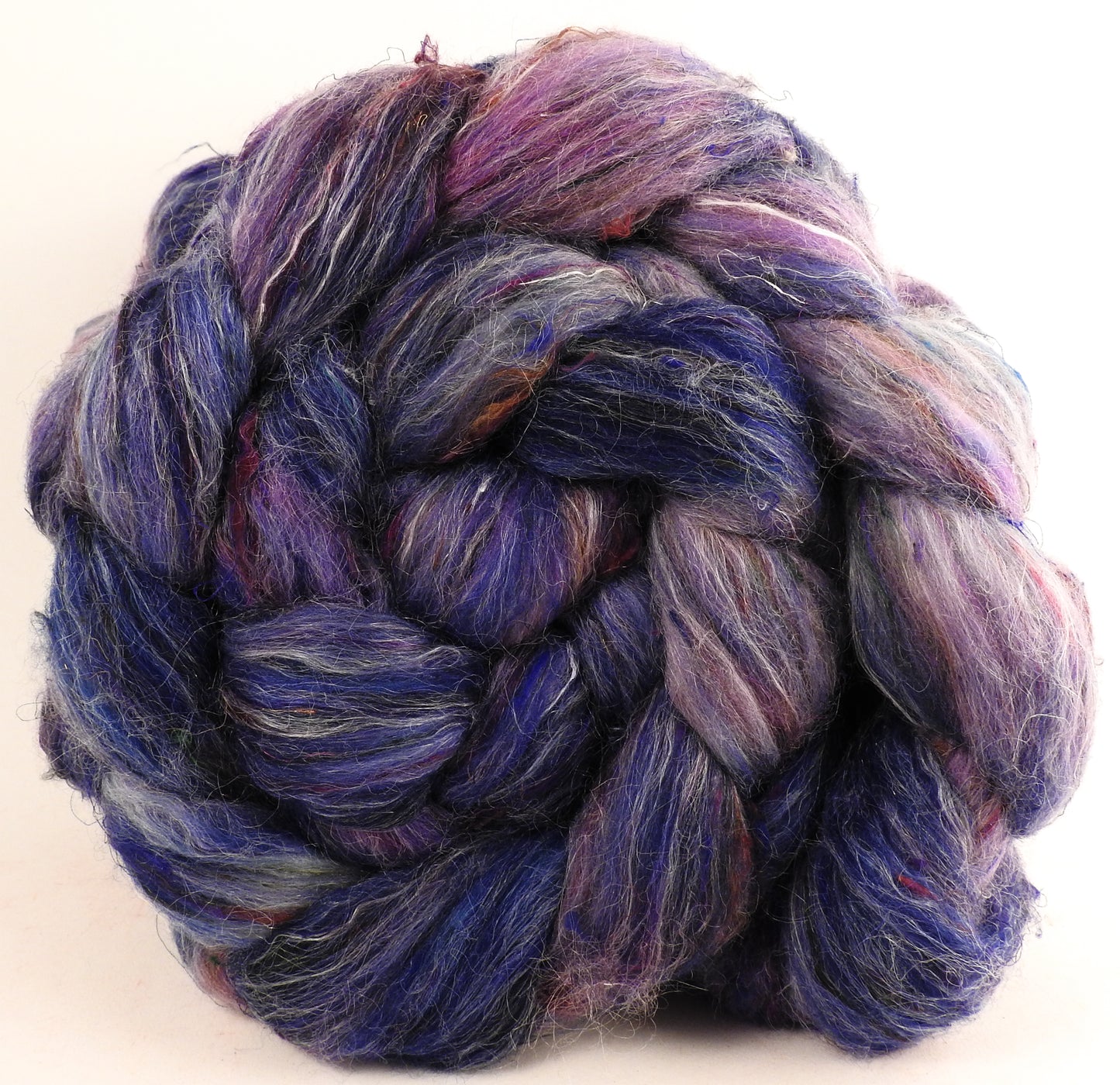 Batt in a Braid #46 - Reverie - (6 oz) - Rambouillet/ Corriedale / Ramie/Sari Silk (25/25/25/25) - Inglenook Fibers