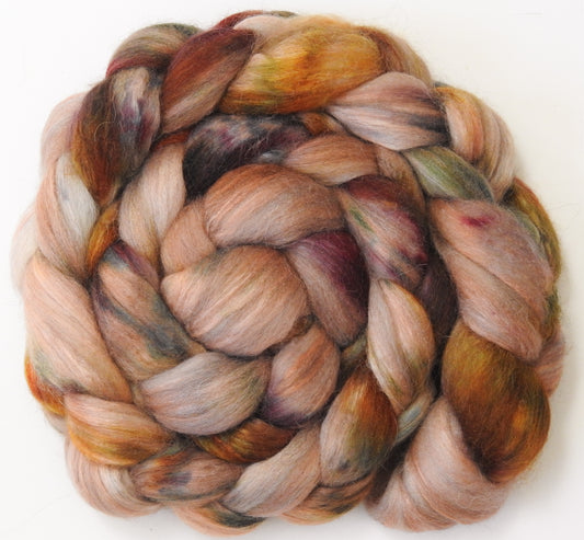 Biscotti - 5.6 oz - Batt in a Braid #1- Falkland/ Grey Baby Alpaca/ Tussah Silk/ Firestar (40/25/25/10)