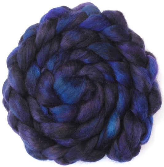 Raven (5.7 oz) - Batt in a Braid #52- Wensleydale/ Mulberry silk/ Polwarth (60/25/15)
