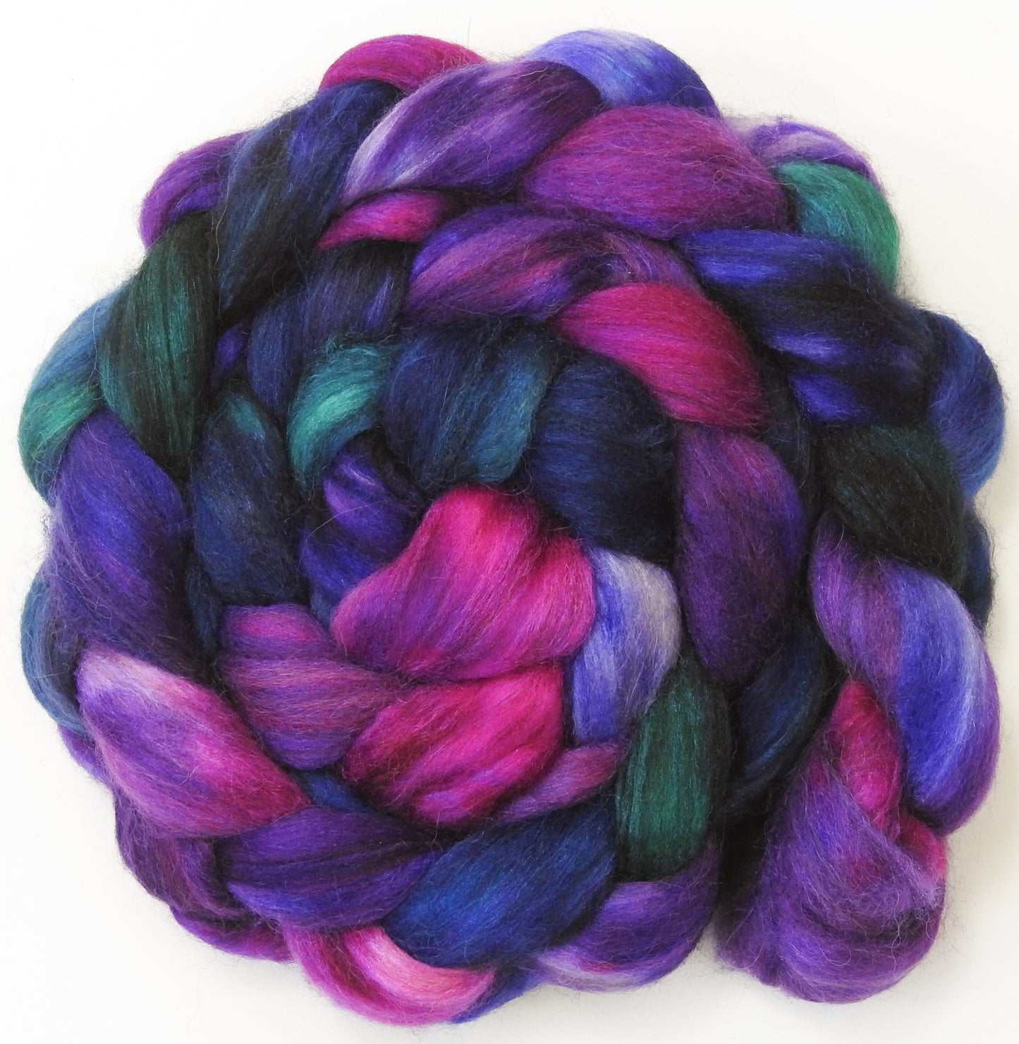 Two to Tango - 5.6 oz - Batt in a Braid #1- Falkland/ Grey Baby Alpaca/ Tussah Silk/ Firestar (40/25/25/10)