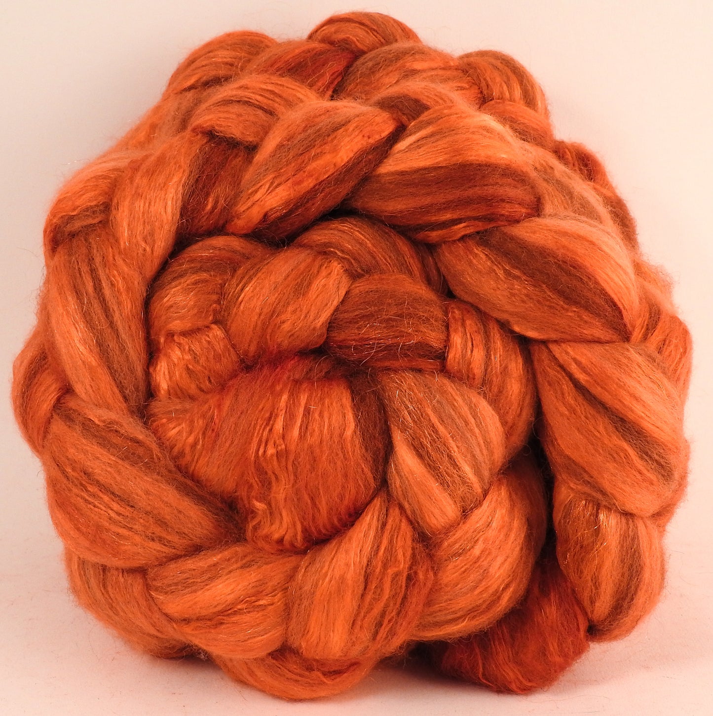 Batt in a Braid #7 - Carrot - Polwarth/ Manx / Mulberry silk/ Firestar (30/30/30/10) - Inglenook Fibers