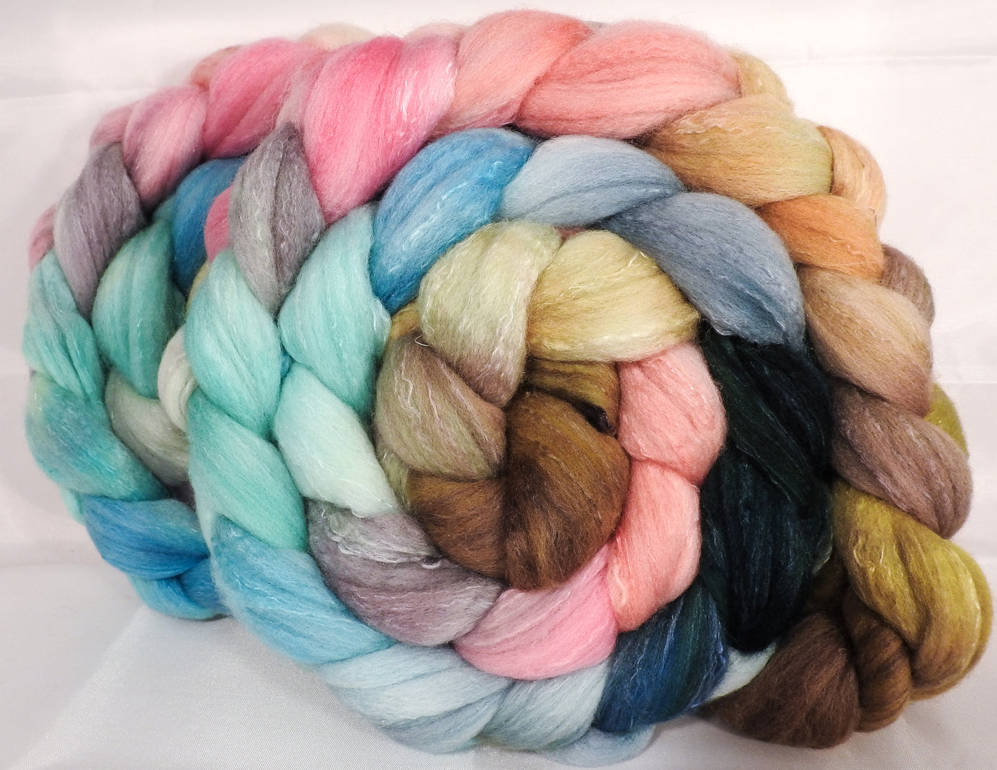 Hand dyed top for spinning -Shabby Chic ( dark) - (5.2 oz.) Organic polwarth /Tussah silk (80/20) - Inglenook Fibers