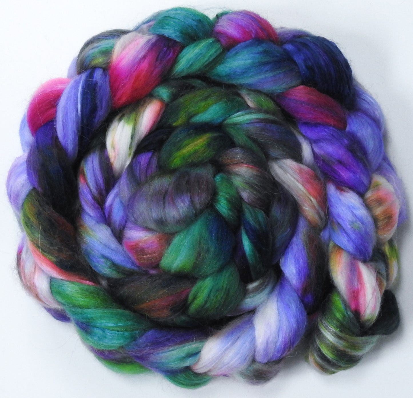 Nympheas (5.6 oz) - Batt in a Braid #5 - Merino/ Camel/ silk/ faux cashmere/ firestar (25/25/25/12/12)