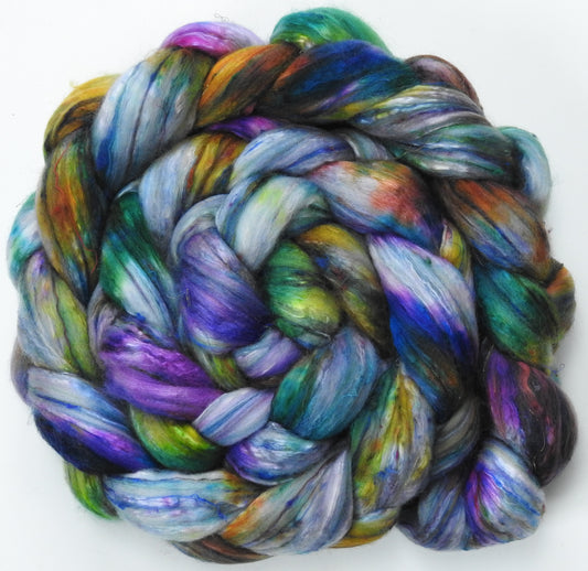 Sidewalk Chalk (5.4 oz) - Batt in a Braid #39ish - Falkland Merino/ Mulberry Silk / Sari Silk (60/25/15)