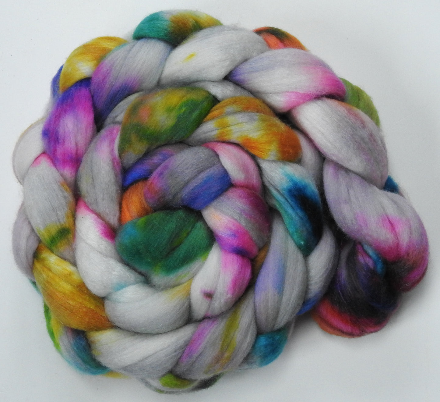 Sidewalk Chalk (5.6 oz) Batt in a Braid #56- Superfine Merino/Tussah Silk/ Cashmere (60/25/15)