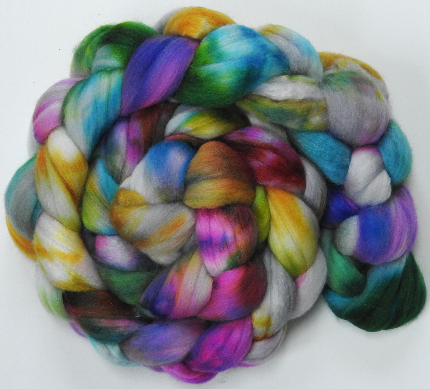 Sidewalk Chalk (5.6 oz) Batt in a Braid #56- Superfine Merino/Tussah Silk/ Cashmere (60/25/15)