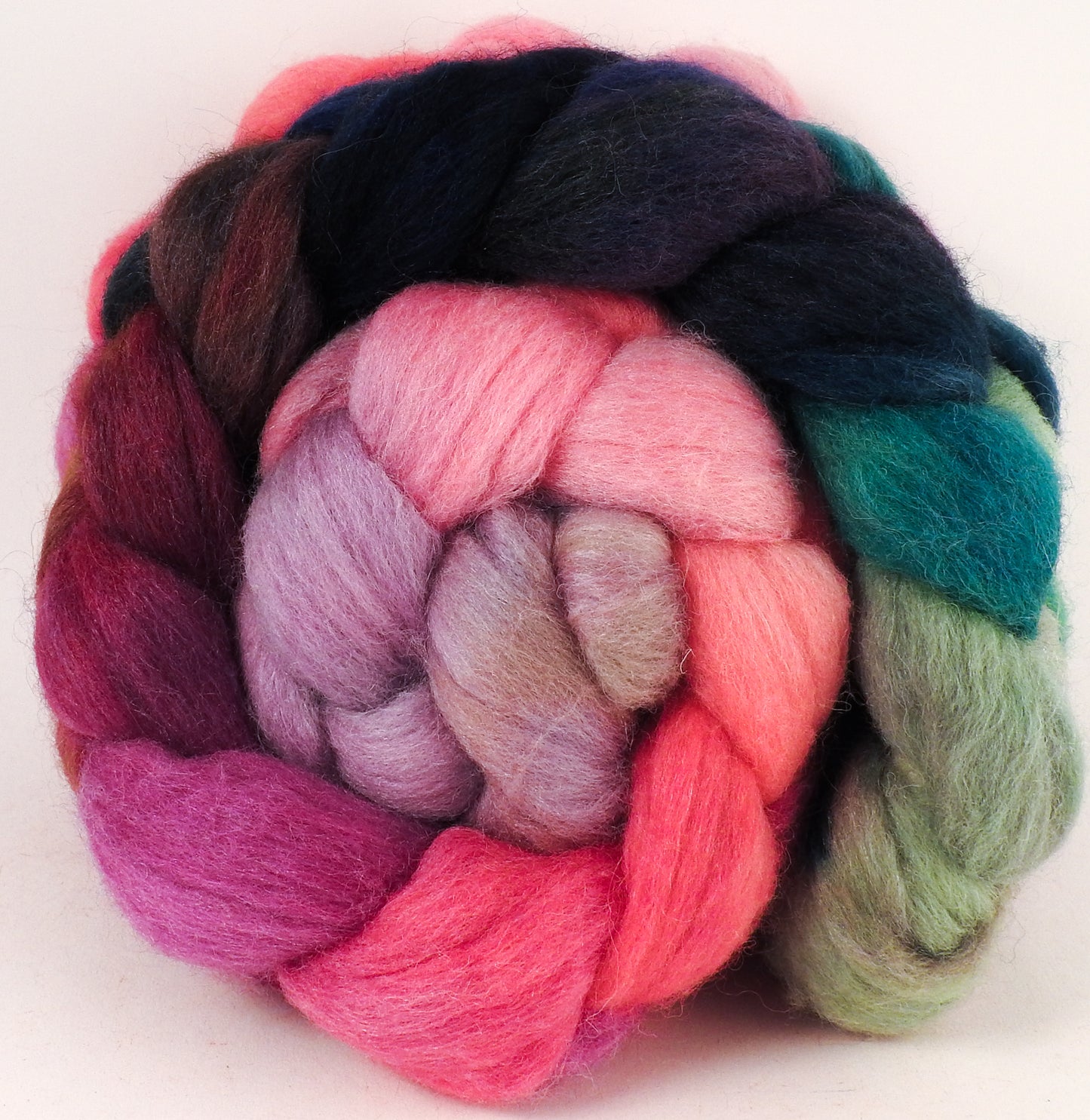 Batt in a Braid #44- Color Me Happy (5.6 oz) - Southdown/Tussah Silk/Kid Mohair (65/25/10) - Inglenook Fibers