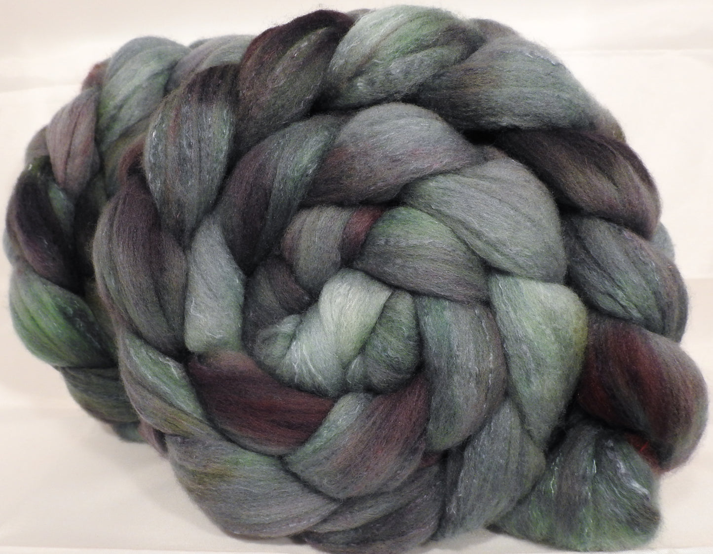 Hand dyed top for spinning -Broken Asphalt - (5.25 oz.) Organic polwarth /Tussah silk (80/20) - Inglenook Fibers