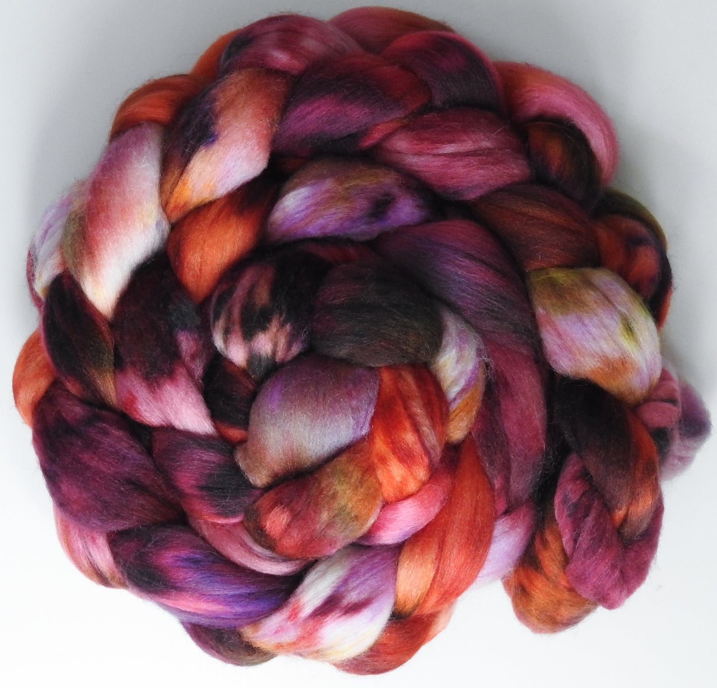 Heartbeat (5.8 oz) Batt in a Braid #56- Superfine Merino/Tussah Silk/ Cashmere (60/25/15)