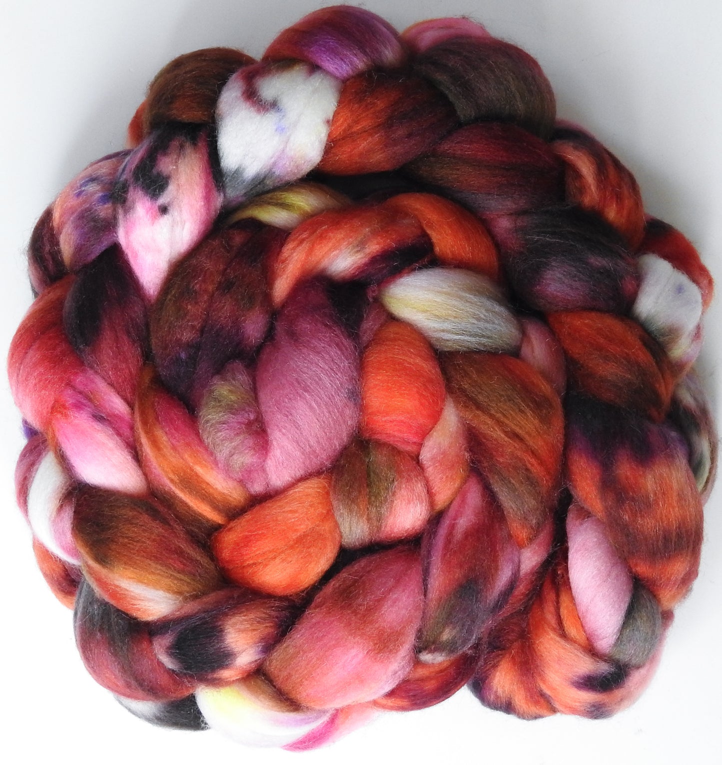 Heartbeat (5.8 oz) Batt in a Braid #56- Superfine Merino/Tussah Silk/ Cashmere (60/25/15)