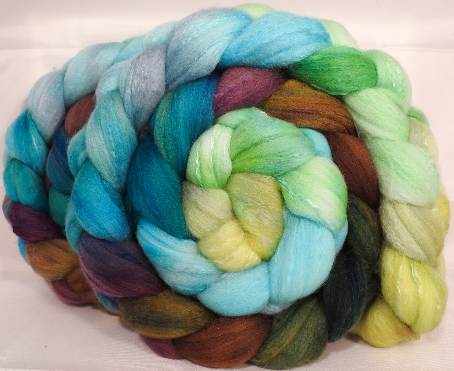 Hand dyed top for spinning -Dryad - (5.2 oz.) Organic polwarth /Tussah silk (80/20) - Inglenook Fibers