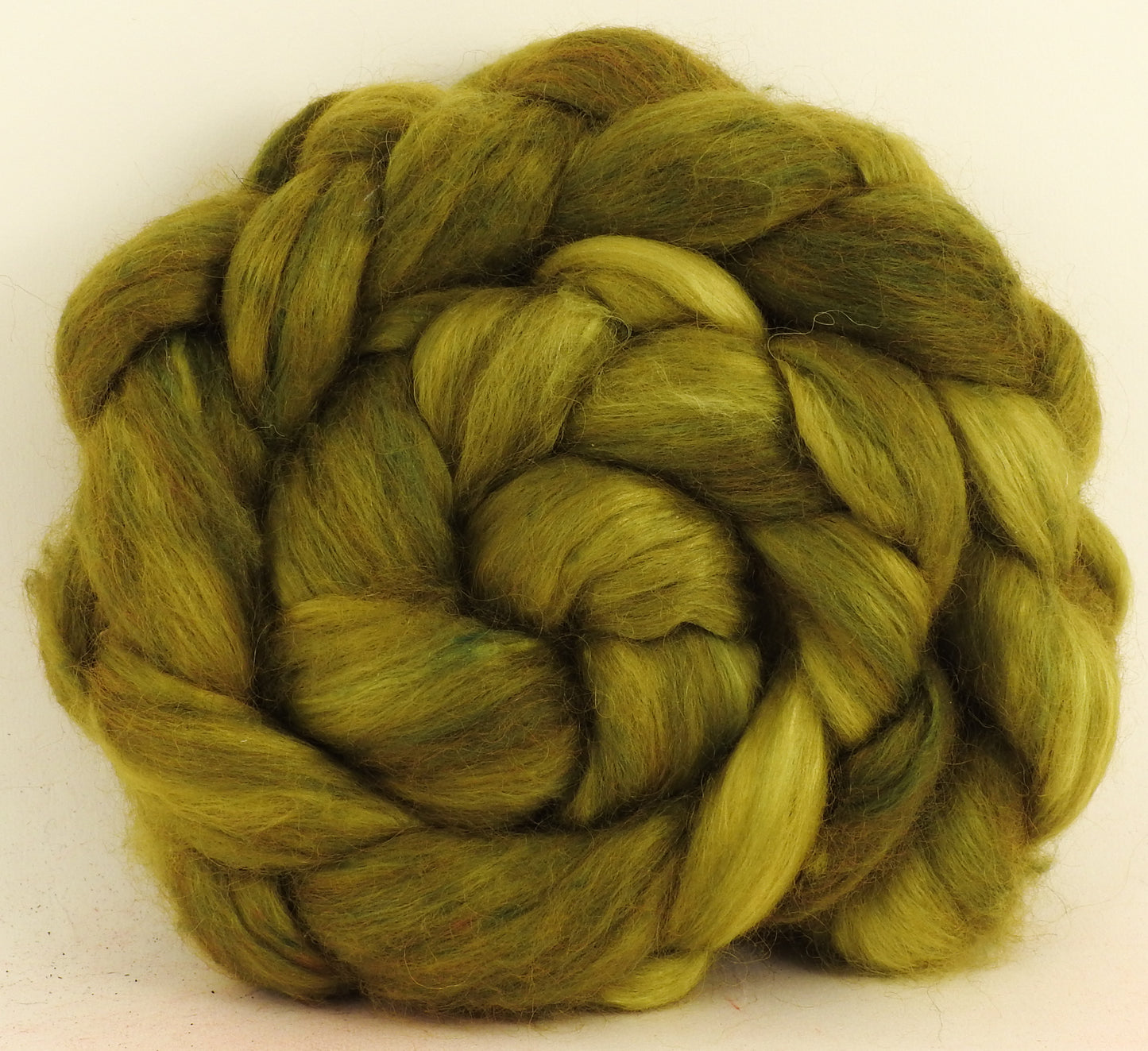 Grellow (5.3 oz) - Batt in a Braid #52- Wensleydale/ Mulberry silk/ Polwarth (60/25/15)