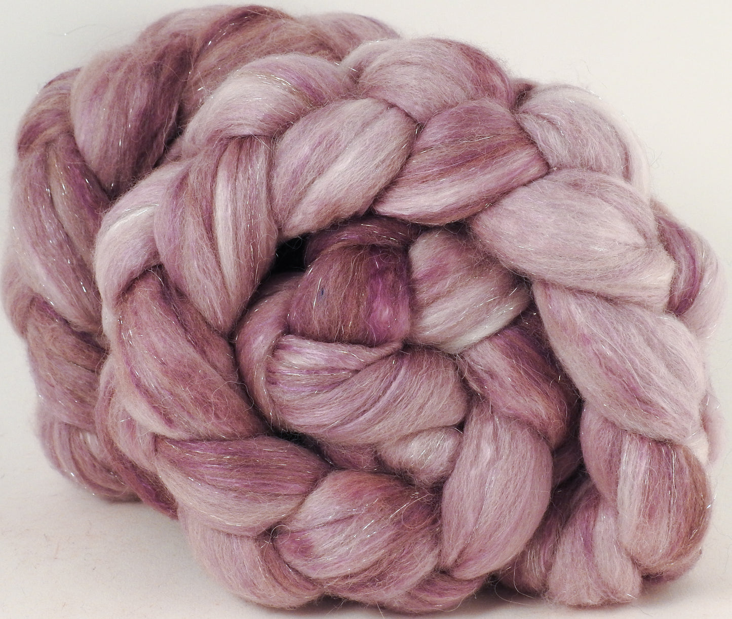 Batt in a Braid #41 - Potpourri - (4.6 oz.) Llama / Merino ( 18 mic.)/ Mulberry silk/ Stellina (40/30/25/5) - Inglenook Fibers
