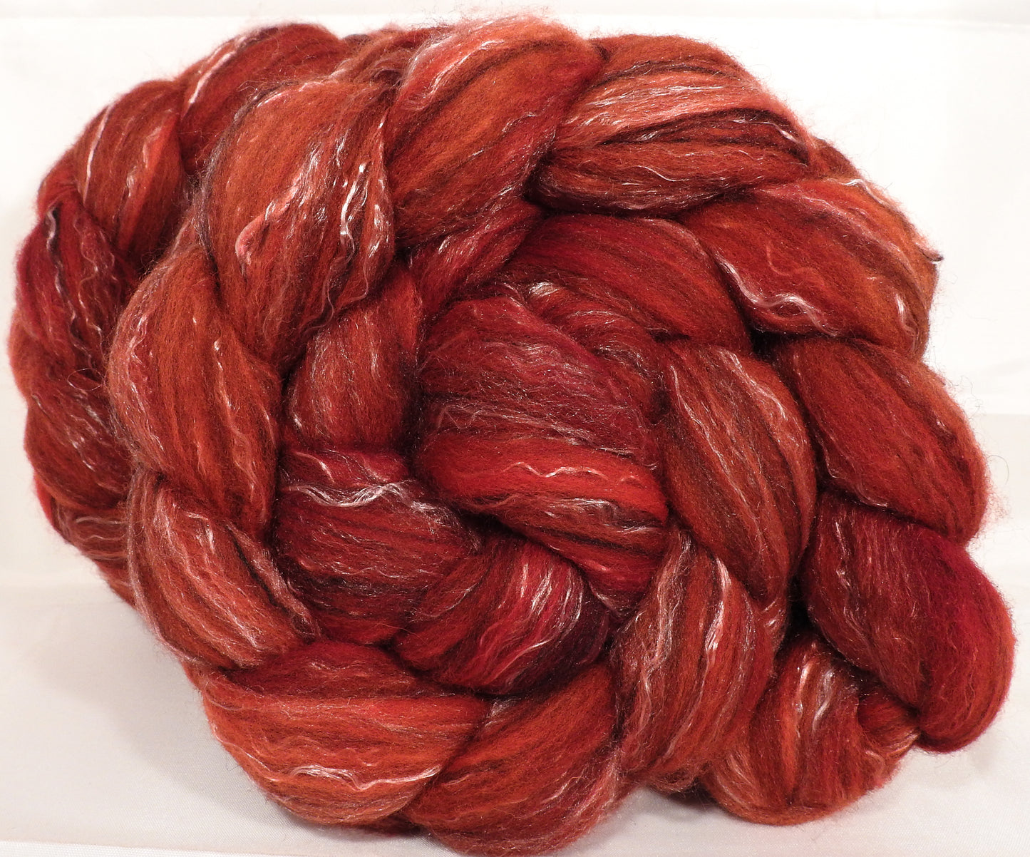 Braid #2 - Fire -(5.1 oz.)Polwarth/ Manx / Black tussah silk/ tencel (40/20/20/20) - Inglenook Fibers
