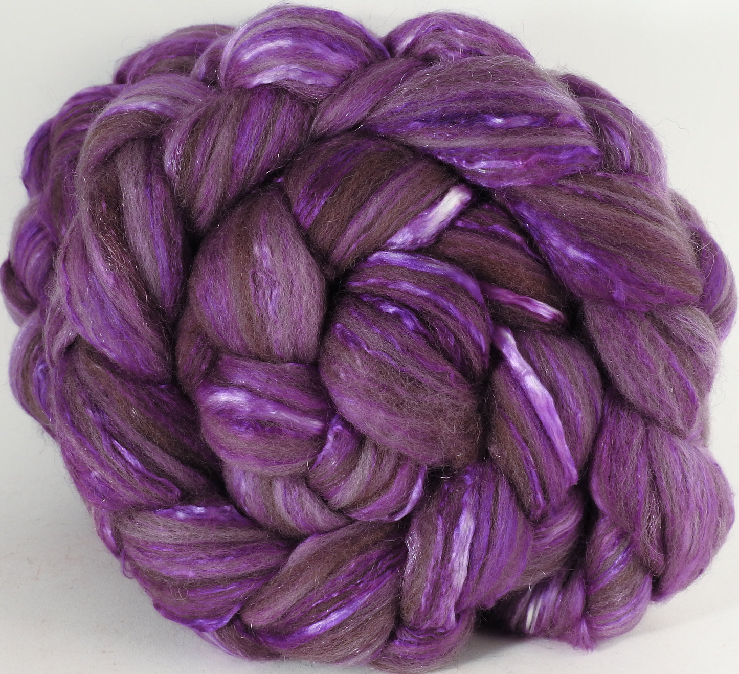 Batt in a Braid #7 - Amethyst (5.4 oz) - Polwarth/ Manx / Mulberry silk/ Firestar (30/30/30/10) - Inglenook Fibers