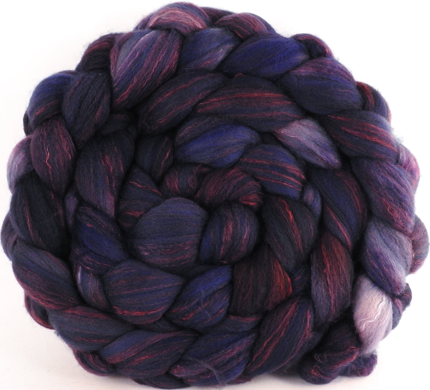 Hand dyed top for spinning - Midnight - (5.8 oz) Organic Polwarth / Tussah silk (80/20) - Inglenook Fibers