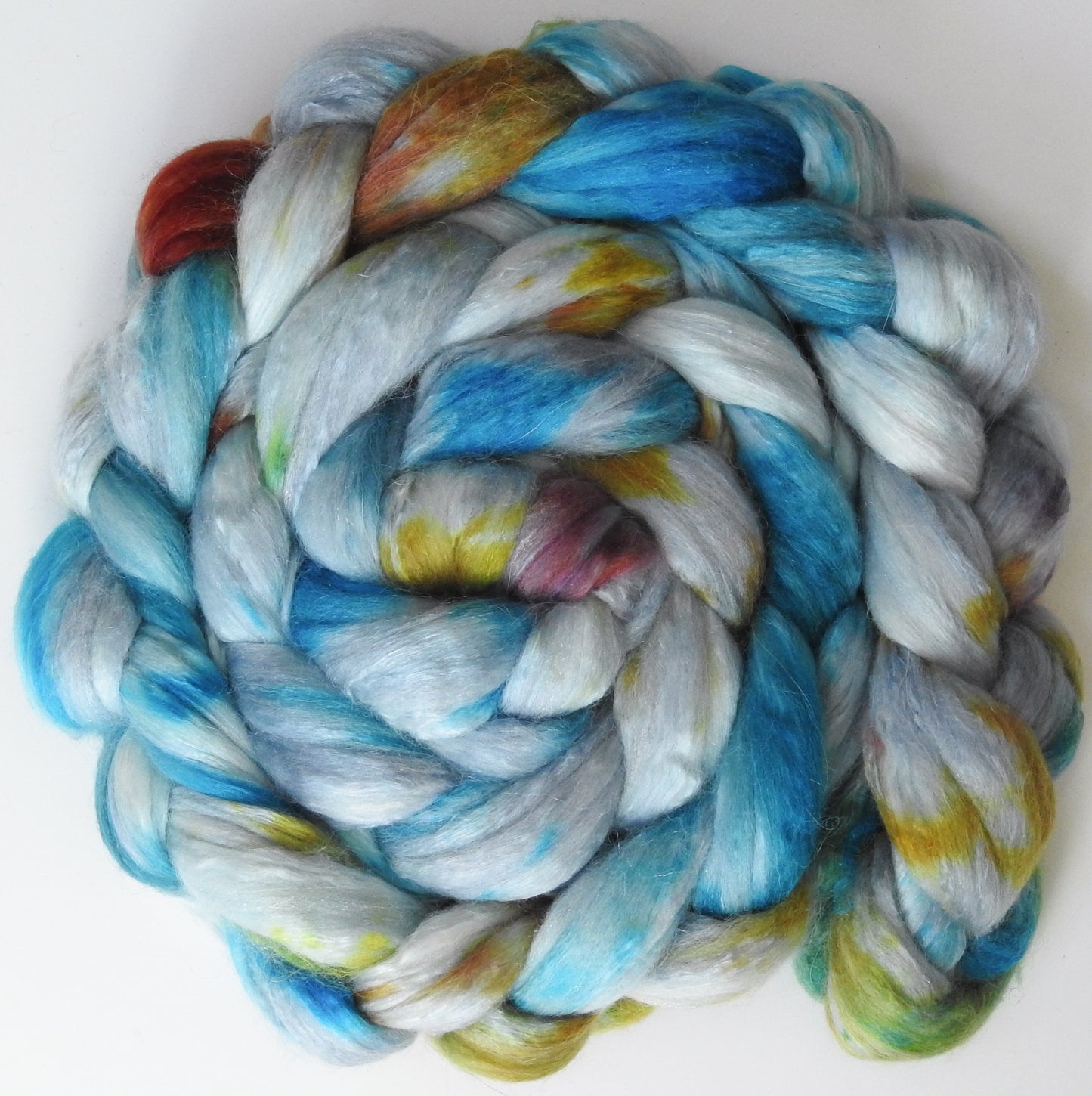 Beachcomber Island (5.3 oz) - Batt in a Braid #5 - Merino/ Camel/ silk/ faux cashmere/ firestar (25/25/25/12/12)