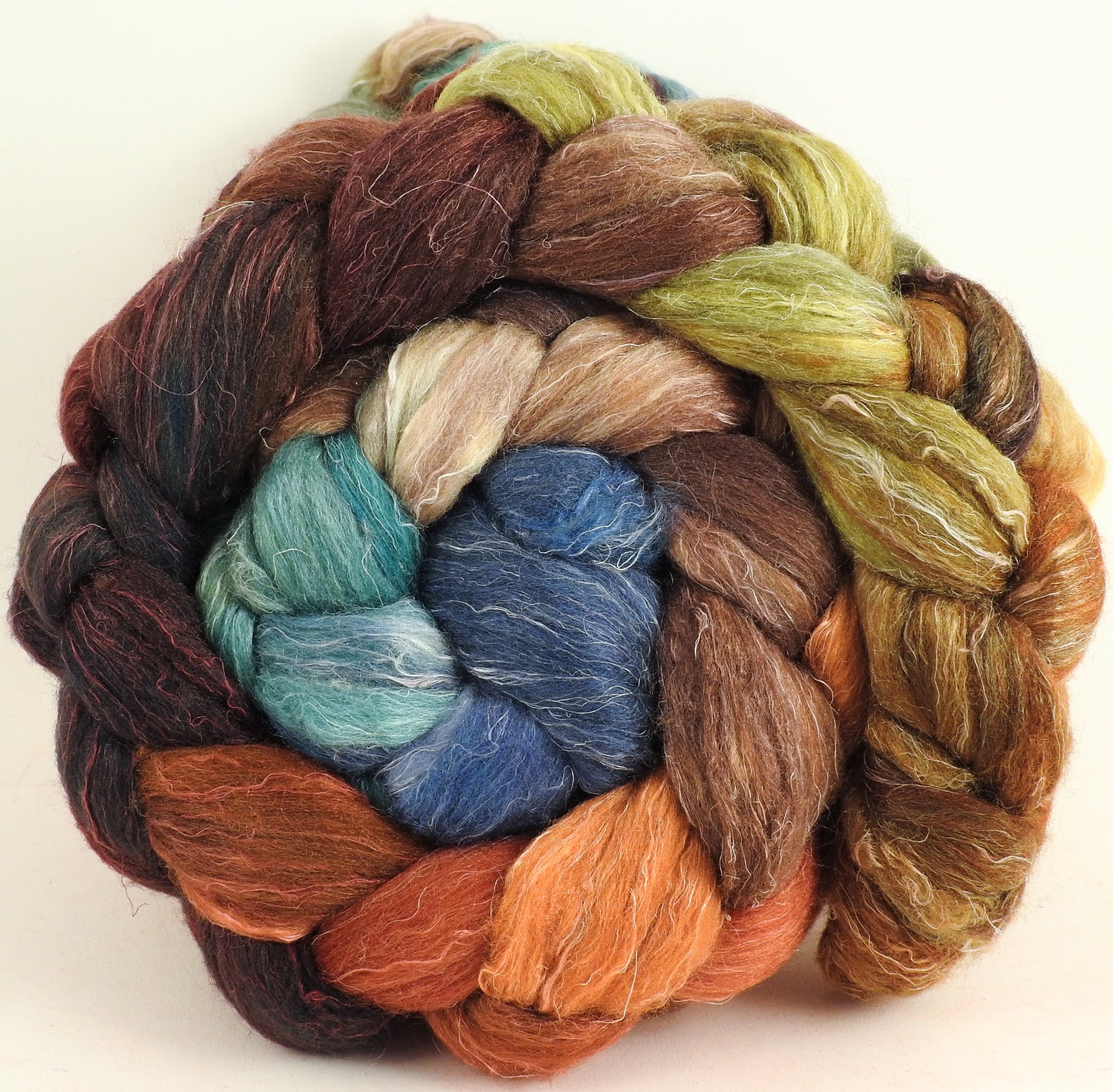 Squirrel's Pantry- Batt in a Braid #29 - Rambouillet / Tussah / Flax (40/40/20)