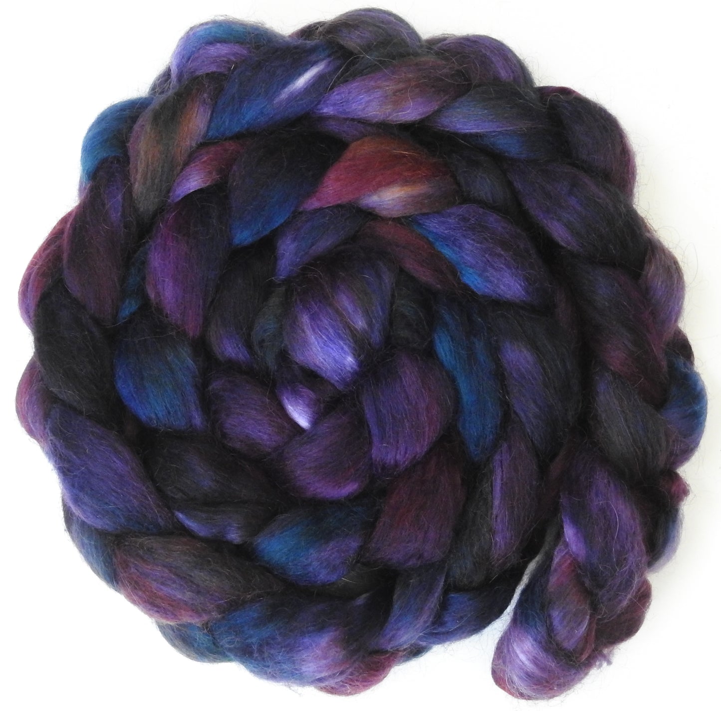 Sherlock (5.6 oz) - Batt in a Braid #52- Wensleydale/ Mulberry silk/ Polwarth (60/25/15)