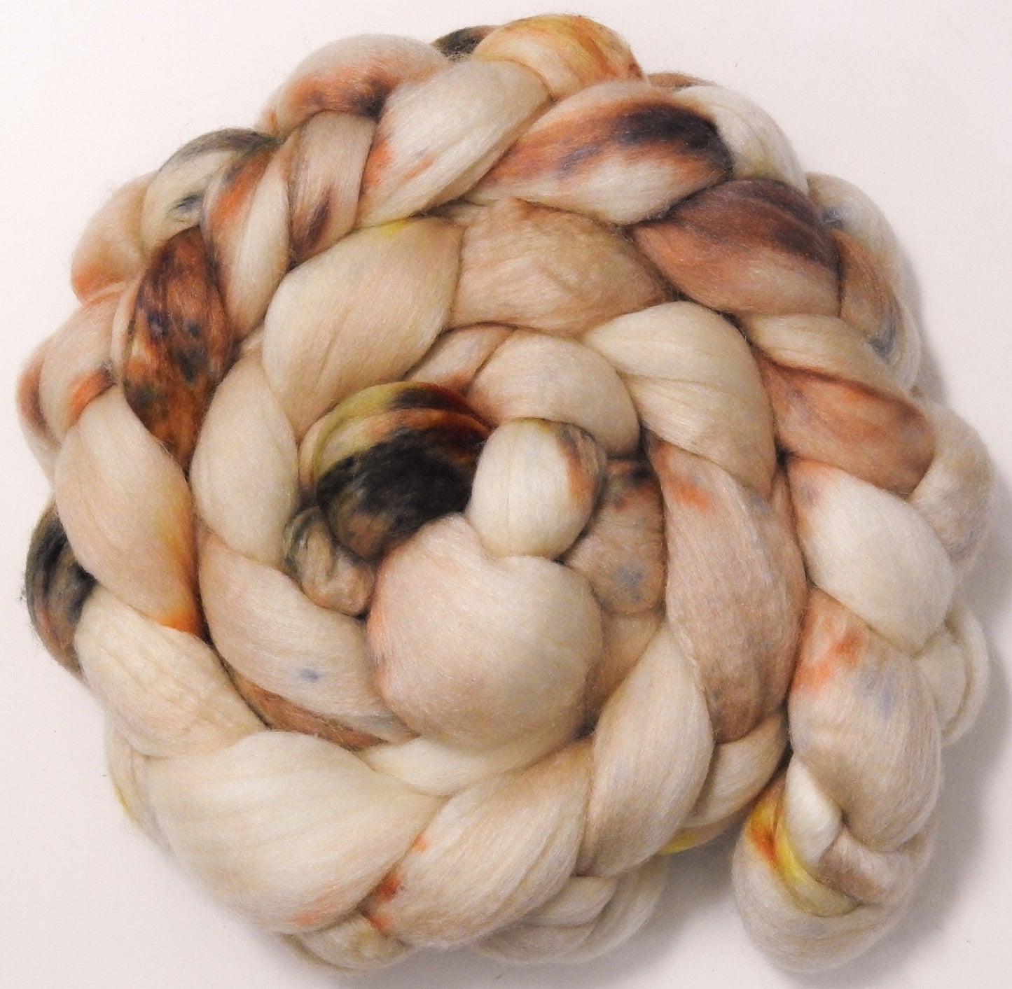Meringue (5.6 oz) Batt in a Braid #56- Superfine Merino/Tussah Silk/ Cashmere (60/25/15)