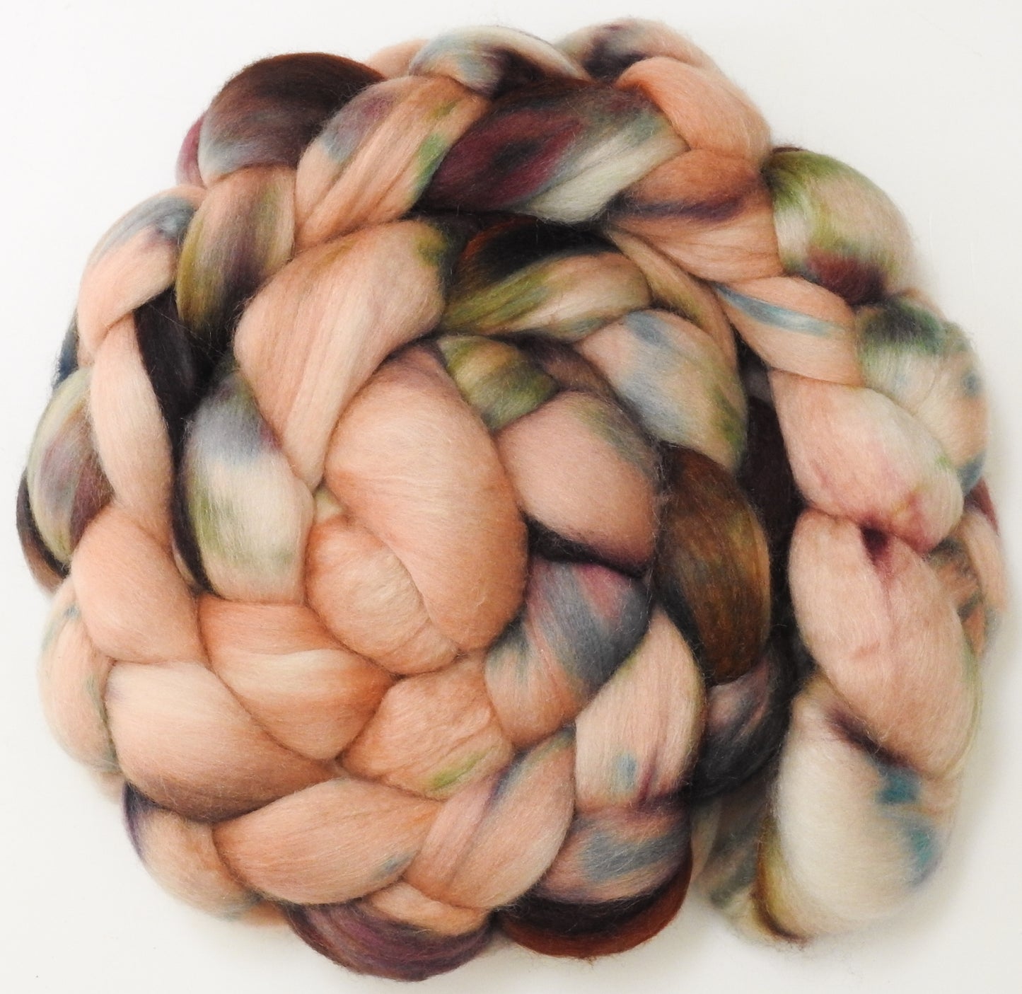 Biscotti (5.5 oz) Batt in a Braid #56- Superfine Merino/Tussah Silk/ Cashmere (60/25/15)