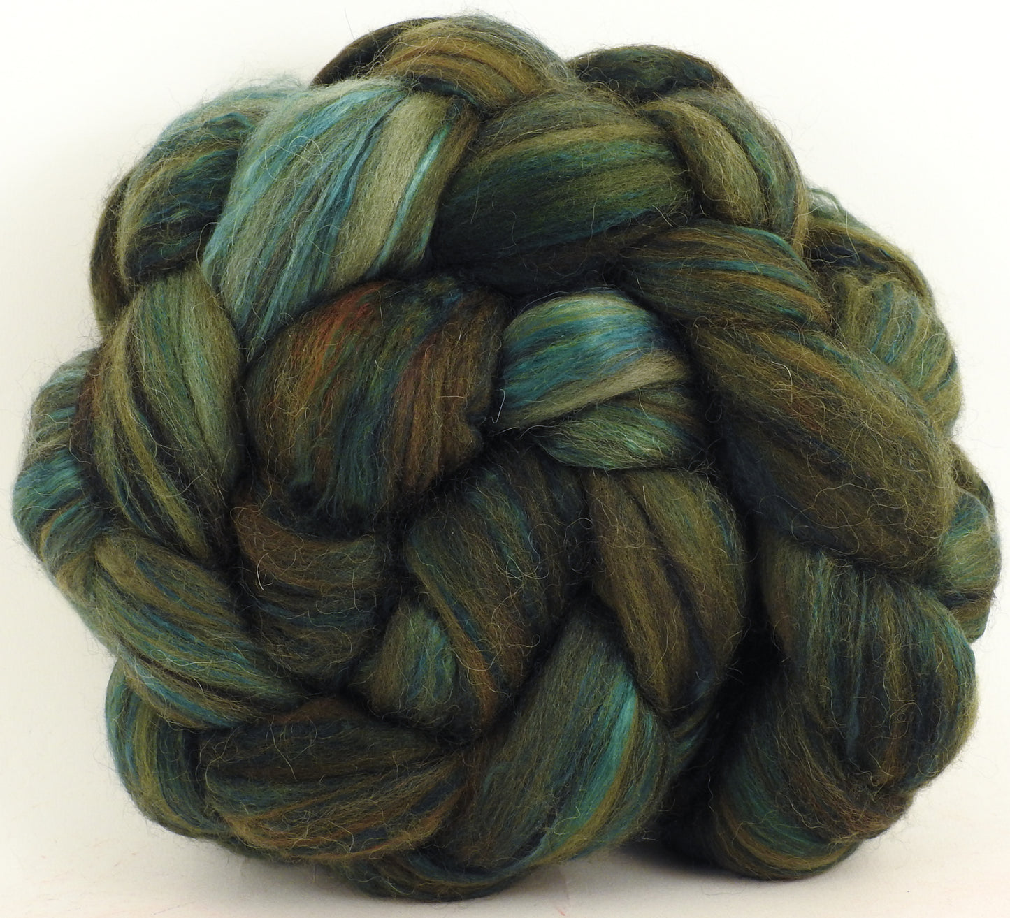 Zucchini - Batt in a Braid #5- Merino/ Camel/ silk/ faux cashmere/ firestar (25/25/25/12/12)