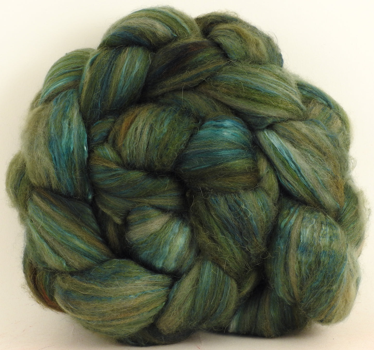 Zucchini - Batt in a Braid #5- Merino/ Camel/ silk/ faux cashmere/ firestar (25/25/25/12/12)