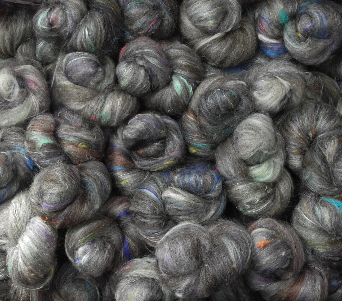 Pebble - Non-Sparkle Sticklebatts -(3.8 oz) Corriedale, Finn, North Ronaldsay, silk, bamboo, silk noil