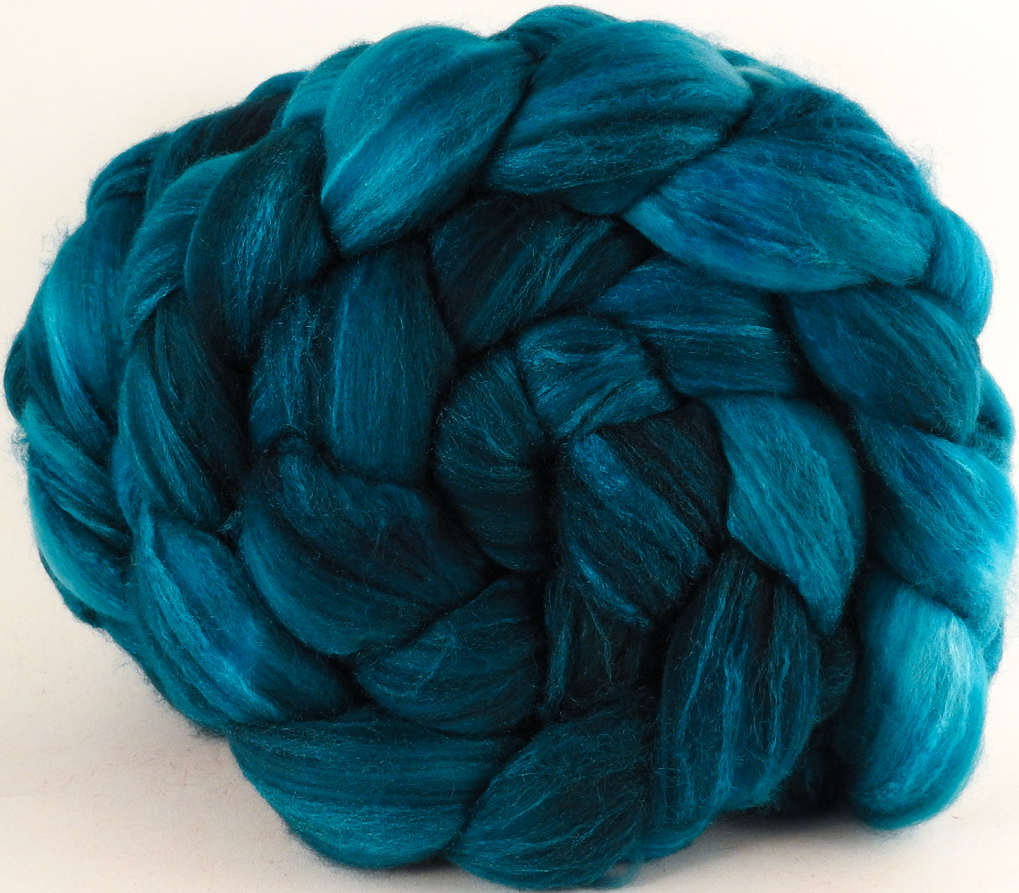 Batt in a Braid #35 - Baltic Teal (5.3 oz.) - Sw Merino (18.5 mic) /Merino (18.5 mic) / Tussah Silk (40/40/20) - Inglenook Fibers