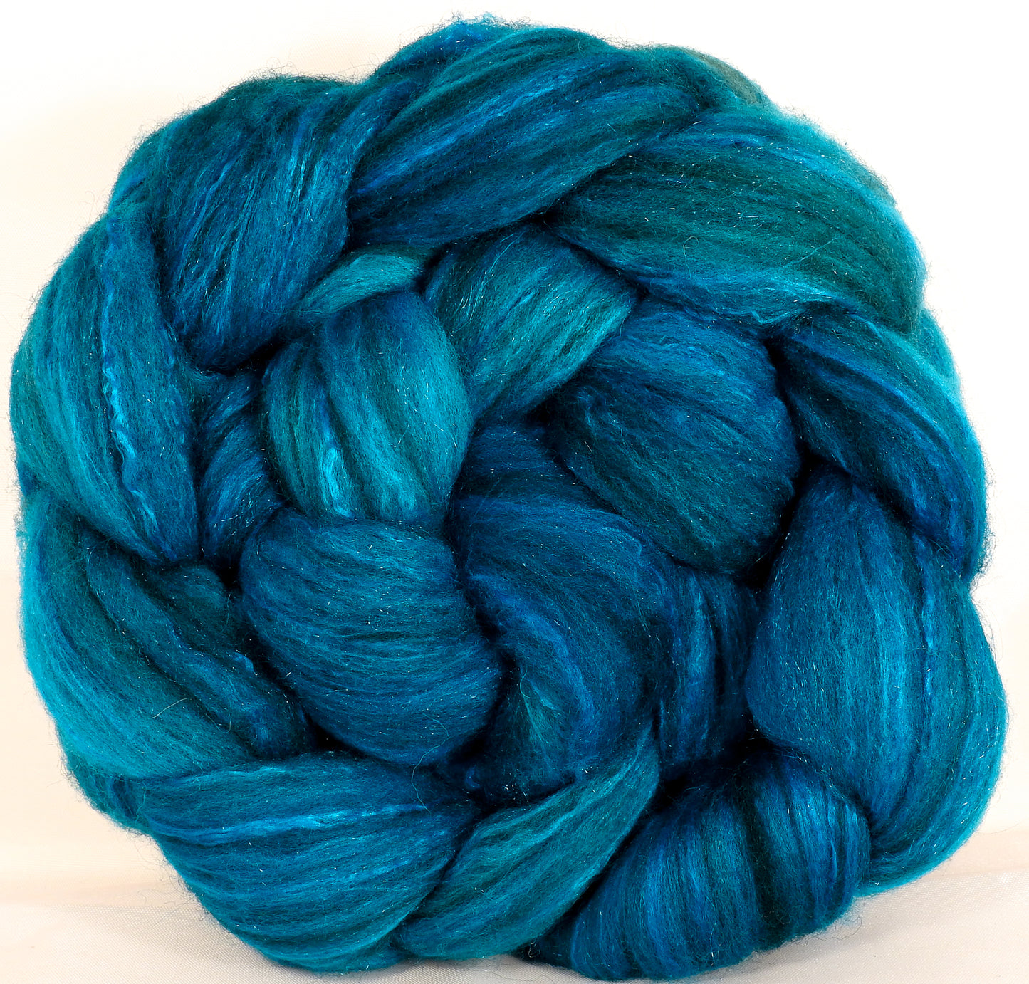 Batt in a Braid #7 -Capri-(5.1 oz.)Polwarth/ Manx / Mulberry silk/ Firestar (30/30/30/10) - Inglenook Fibers