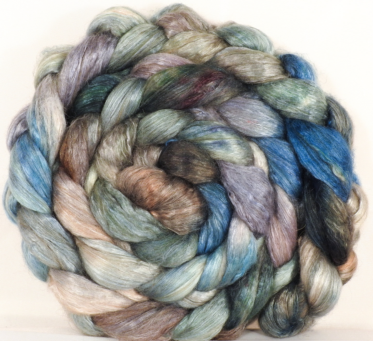 Hand dyed baby camel/ tussah silk top -Stormy Seas - (4.2 oz.) baby camel /silk ( 50/50) - Inglenook Fibers