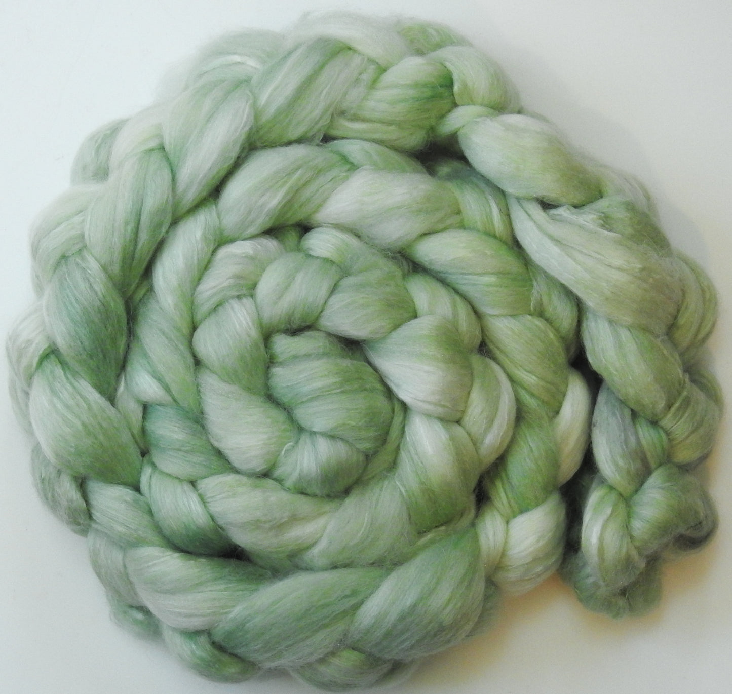 Aloe- Batt in a Braid #5 -(6.3 oz.) Merino/ Camel/ silk/ faux cashmere/ firestar (25/25/25/12/12)