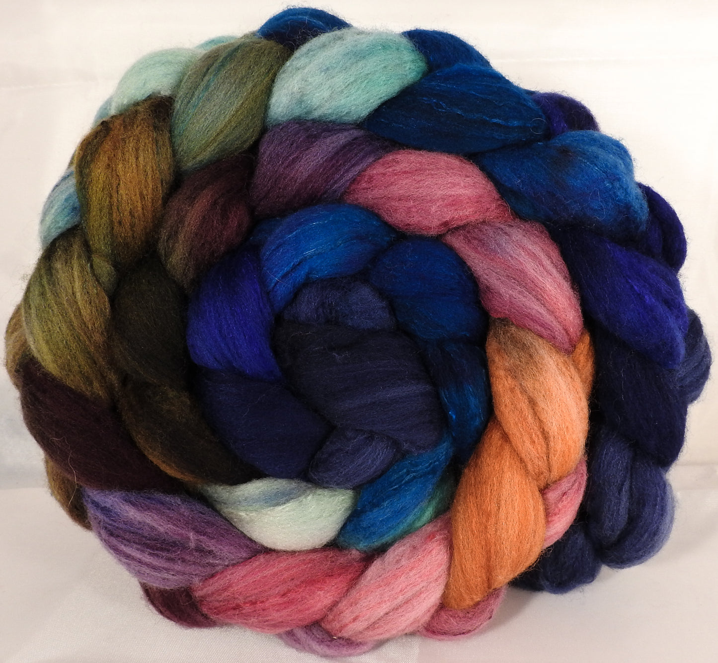 Hand dyed top for spinning -Muted Jazzberry - (5.3 oz.) Organic polwarth /Tussah silk (80/20) - Inglenook Fibers
