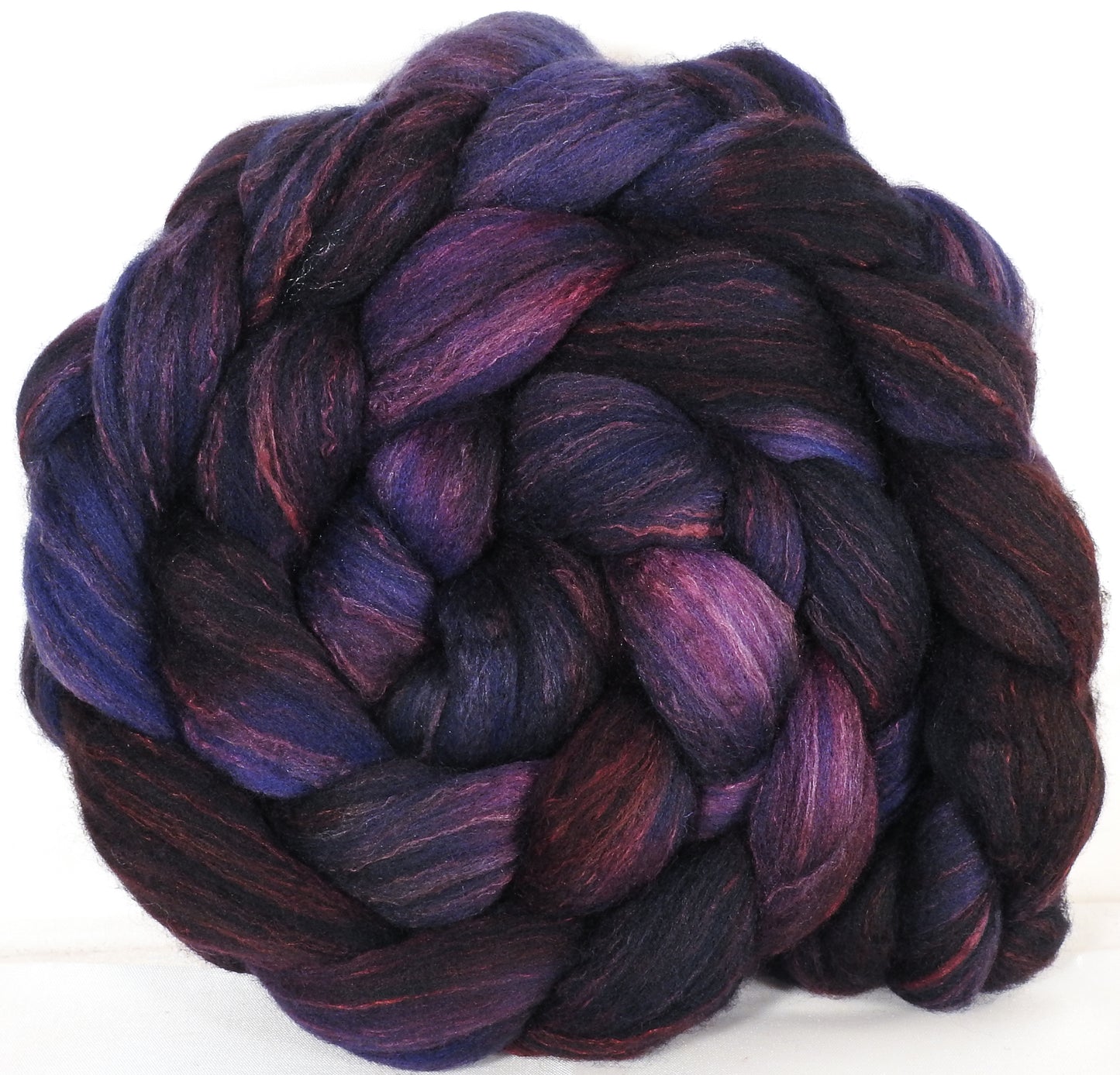 Hand dyed top for spinning -Banshee - (5.3 oz.) Organic polwarth /Tussah silk (80/20) - Inglenook Fibers